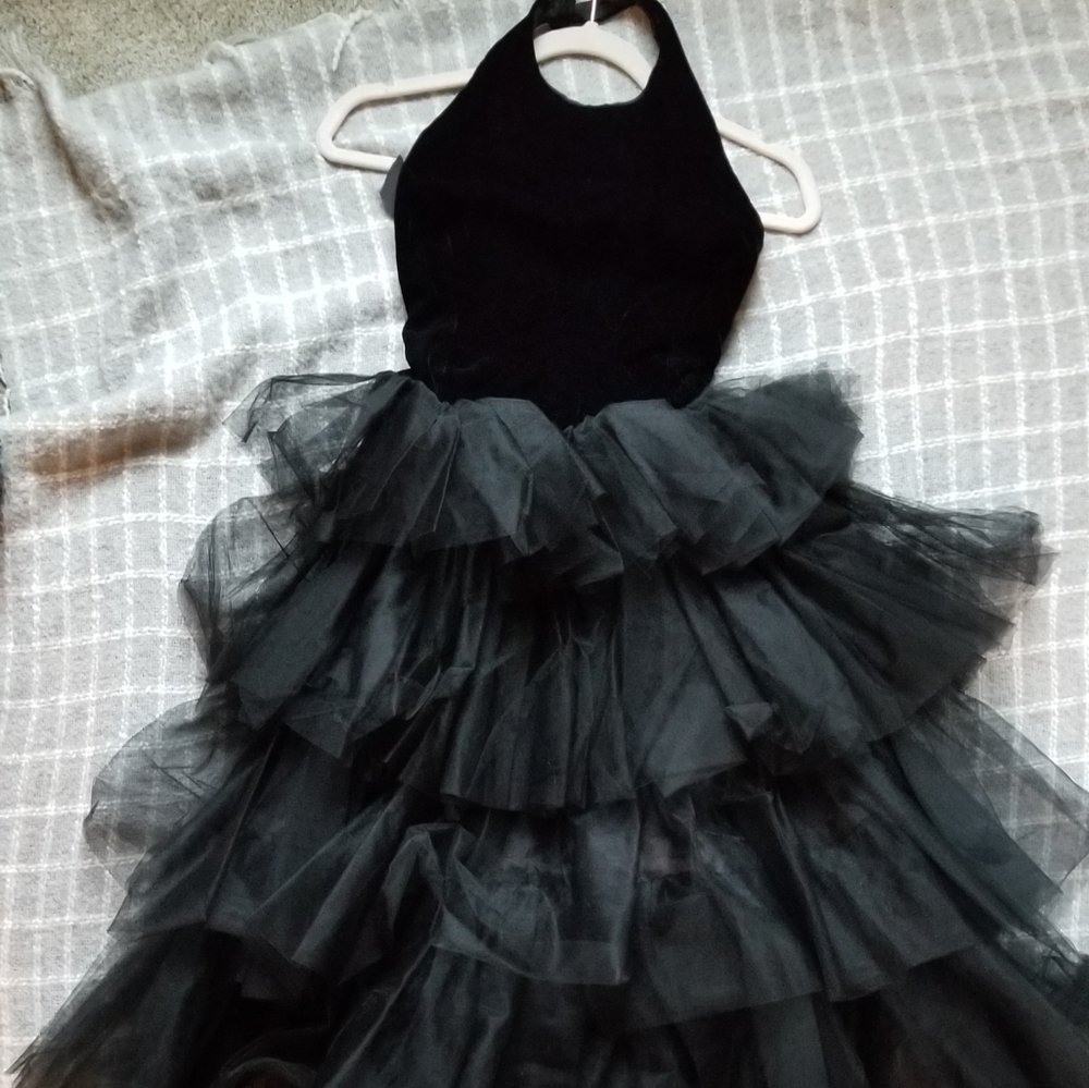 10 girls black velvet & tulle Janet Russo dress